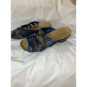 Nicole Women's Blue Strappy Wedge Sandals Size 10W Casual Summer